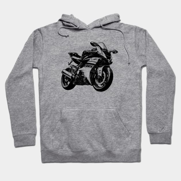 YZF R6 Bike Sketch Art Hoodie by KAM Std